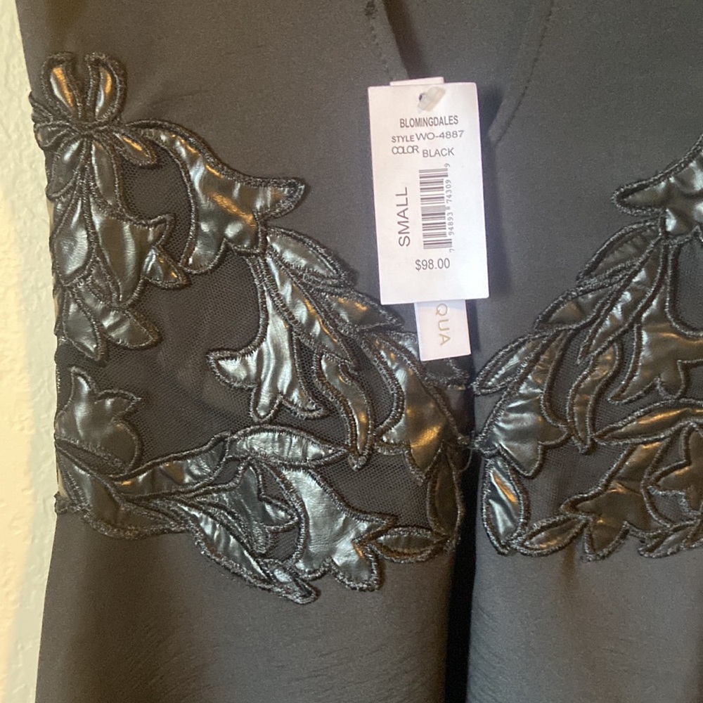 NWT Bloomingdale’s Aqua black dress with leather detail - Picture 3 of 3